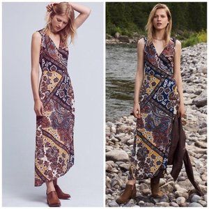 Tiny Anthropologie Mountaire Silk Wrap Maxi Dress